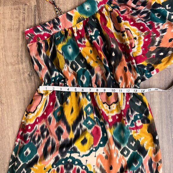 Angie One Shoulder Asymmetrical Colorful Festival Artsy Maxi Dress Sz S - Picture 9 of 11